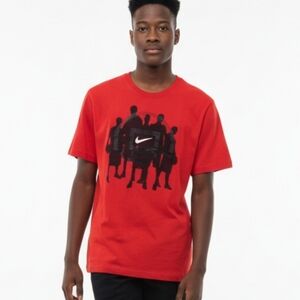 Nike Red T-Shirt with Black Silhouette Design